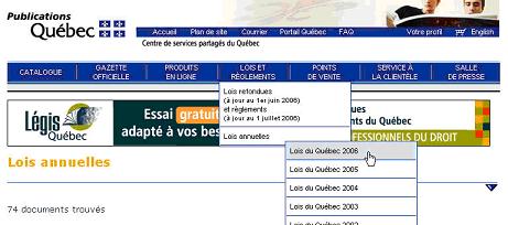 Site des Publications du Québec.